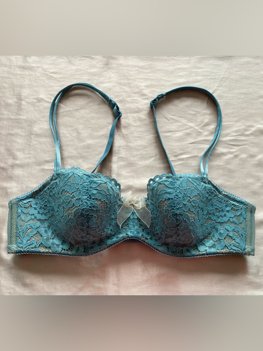 Ciao Bella Set Balconette Bra in Smoke Blue 32B, matching Tanga Panty S - Picture 2 of 6